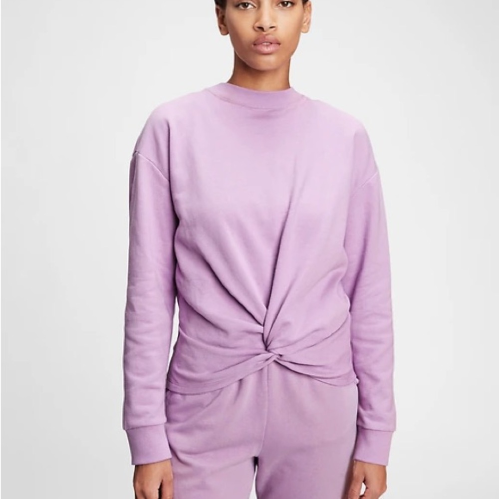GAP Vintage Soft Twist-Front Purple‎ Lilac Twist Front Crewneck Sweatshirt XS